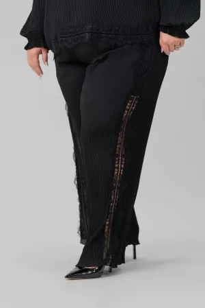 PLEATED TROUSER WITH LACE TRIM