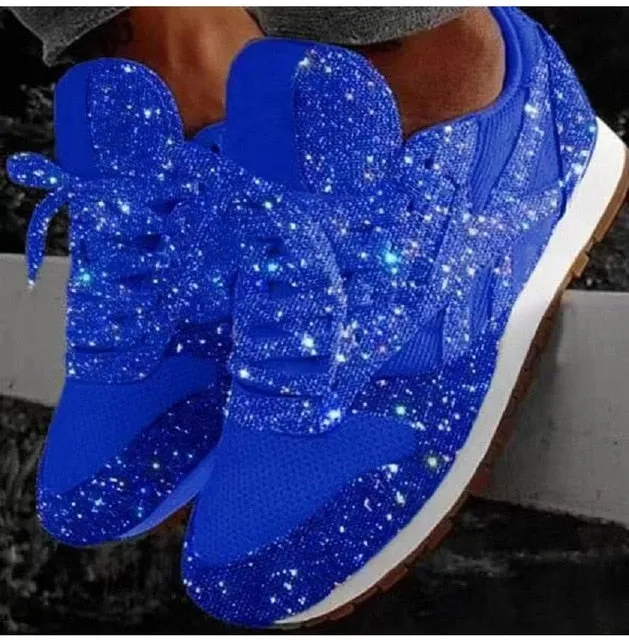 2019autumn luxury shoes women designers sneakers flat lace-up platform sneakers for women black breathable mesh glitter sneakers