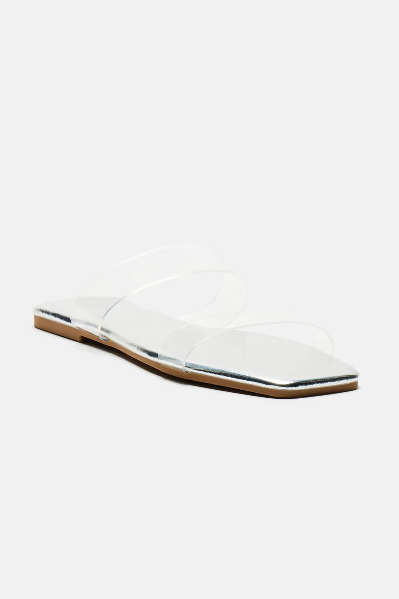 Amozae-Abbie Clear Flat Sandals - Silver