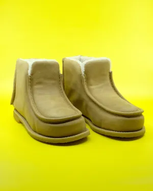 Beige Suede padded Ankle Boots