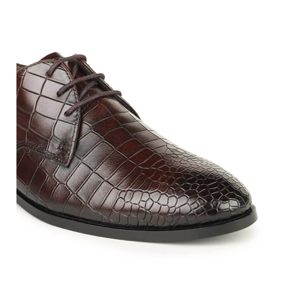 Britmen CP-61 Exotic Croco Print Lace Up Shoes