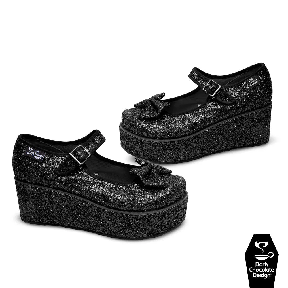 Chocolaticas® BLACK GLITTER Women's Mary Jane Platform