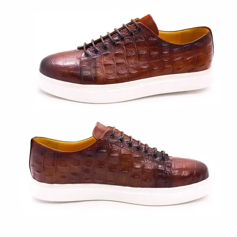 CrocoChic Hand-Painted Leather Casual Shoes