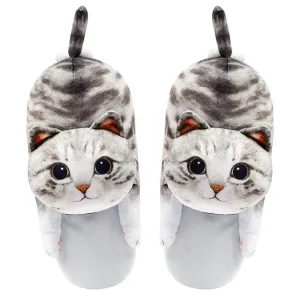 Cute adult grey cat slippers