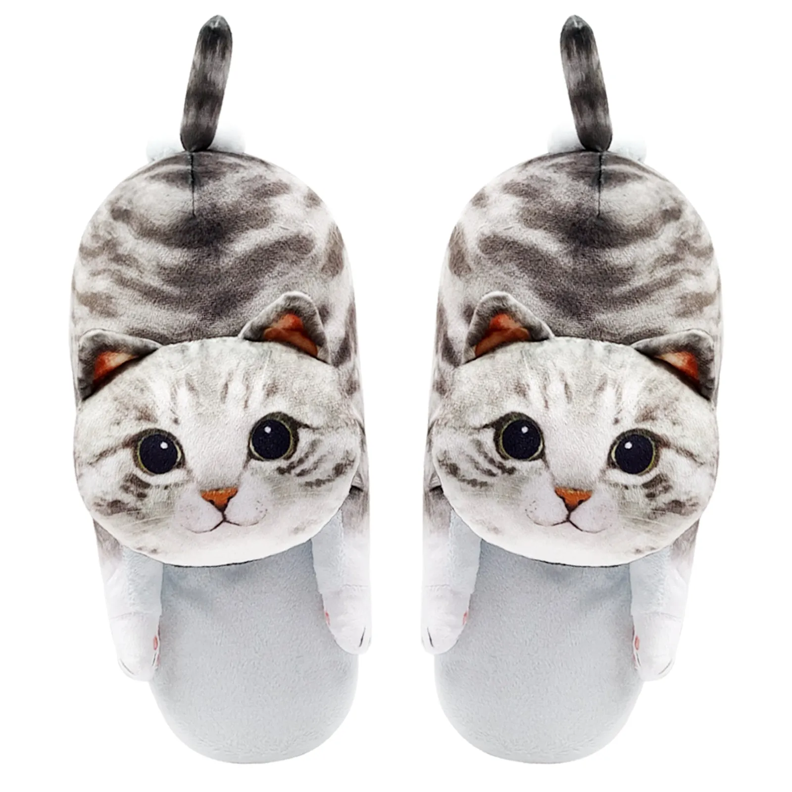 Cute adult grey cat slippers