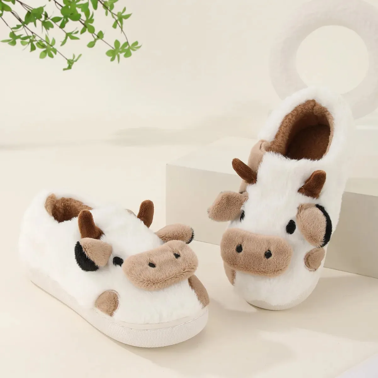 Cute Cow Fluffy House Shoe Slippers