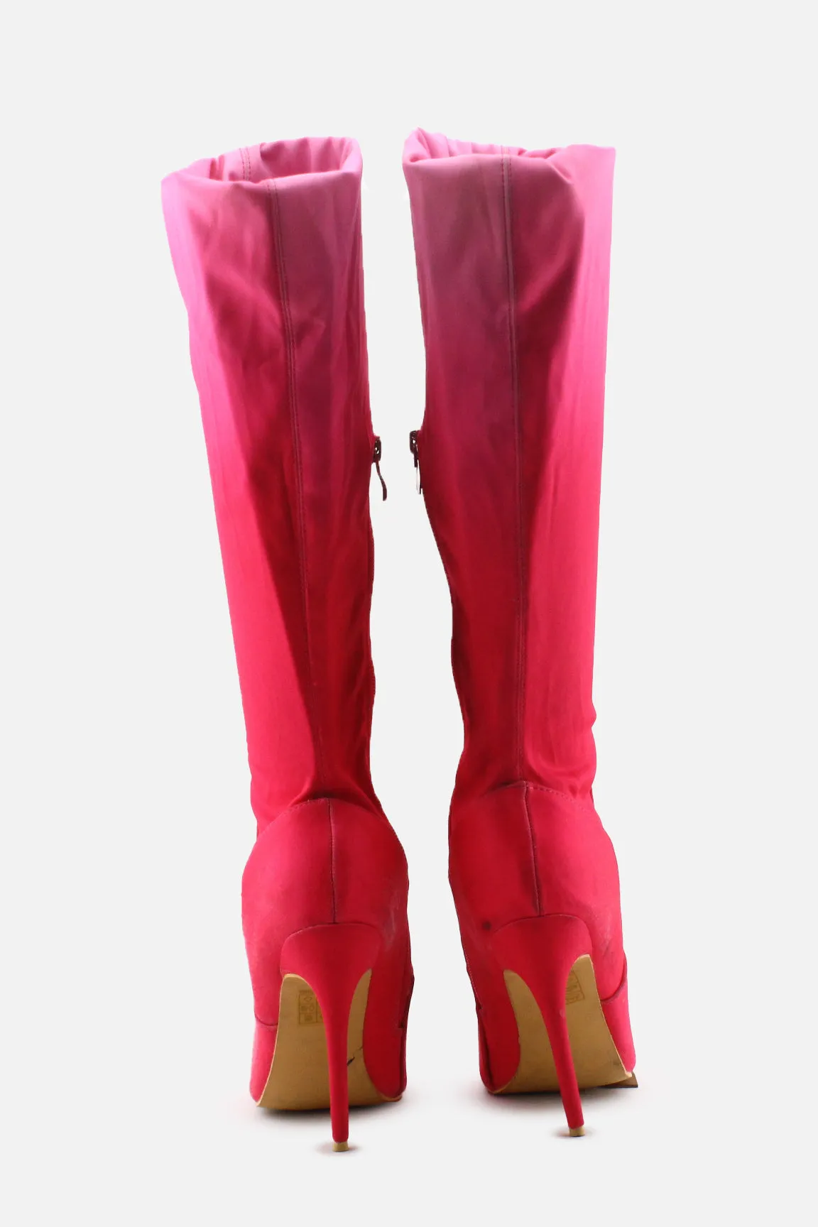 European Brand Zipper Stilettos Knee High Boots | Textile