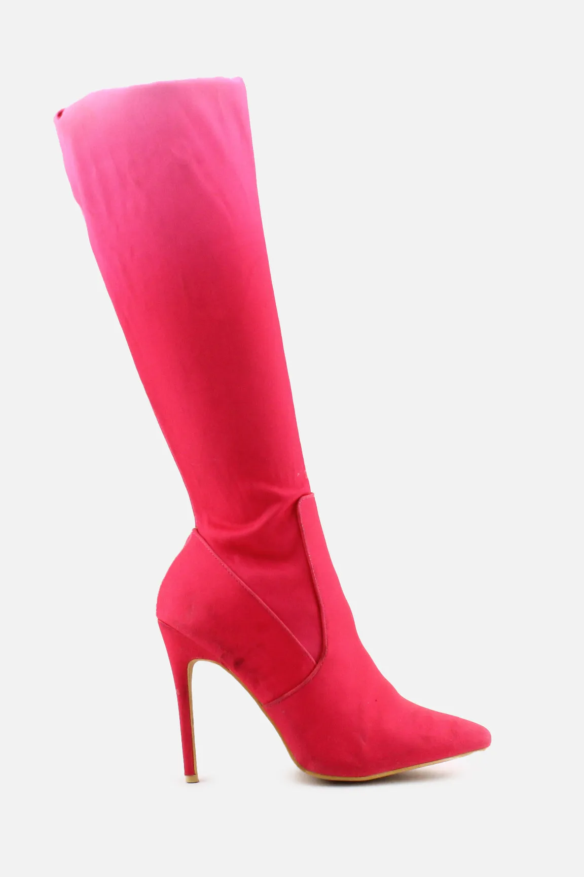 European Brand Zipper Stilettos Knee High Boots | Textile