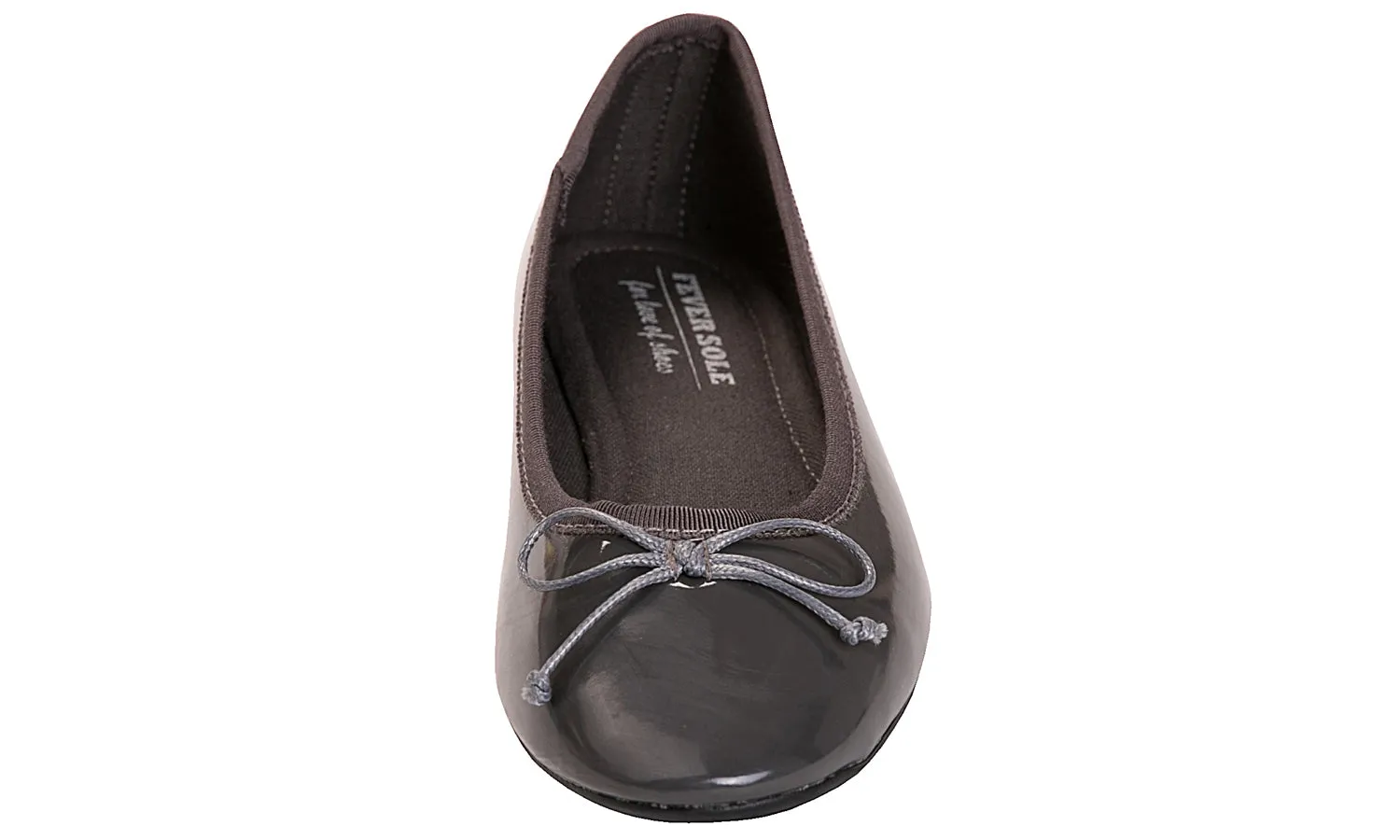 Feversole Women's Macaroon Dark Grey Memory Foam Cushion Insock Patent Ballet Flat