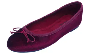 Feversole Women's Macaroon Faux Suede Memory Foam Cushion Insock Soft Ballet Flat Velvet Burgundy Red