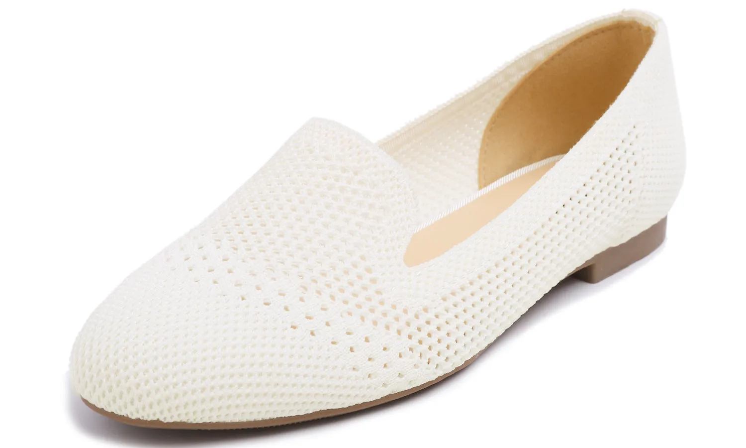 Feversole Women's Woven Fashion Breathable Knit Flat Shoes Cream White Loafer