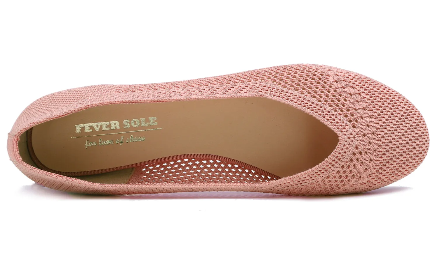 Feversole Women's Woven Fashion Breathable Knit Flat Shoes Light Pink Ballet