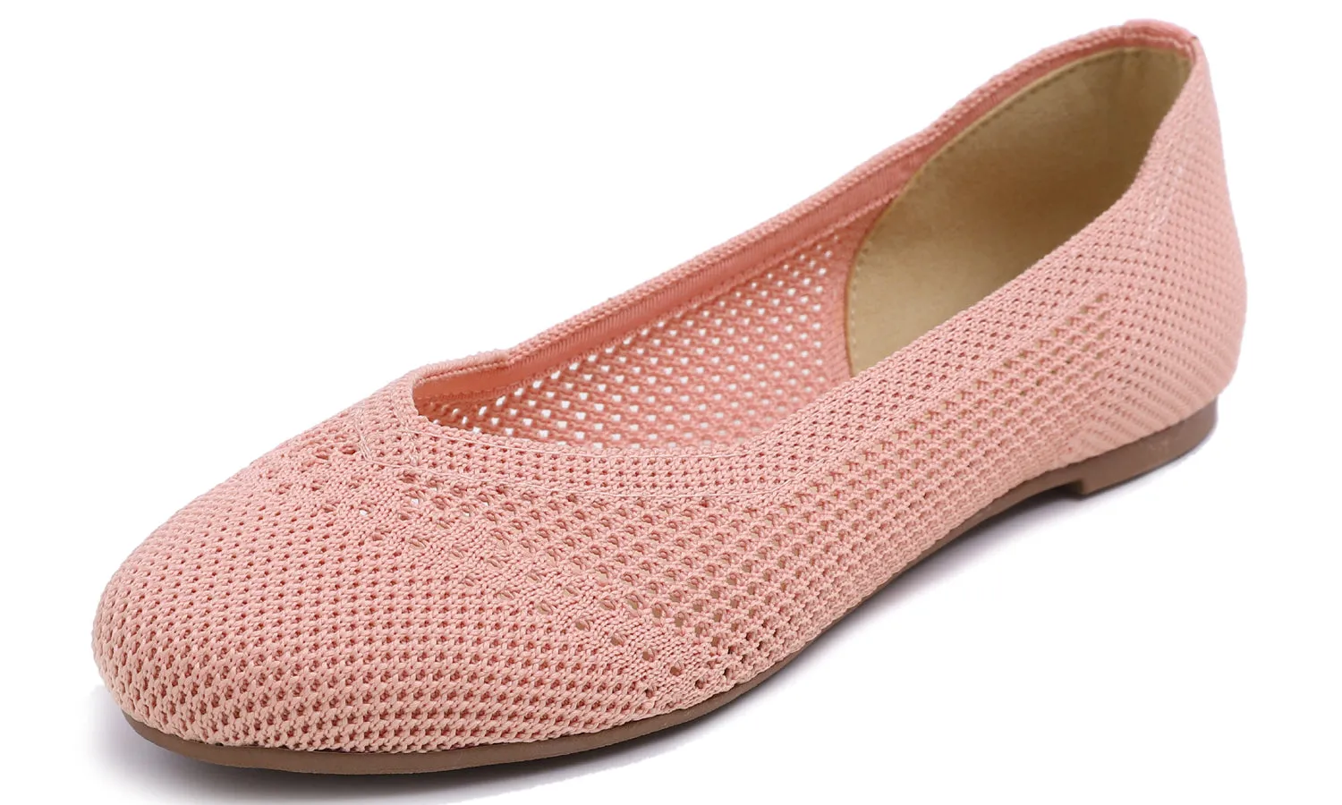 Feversole Women's Woven Fashion Breathable Knit Flat Shoes Light Pink Ballet