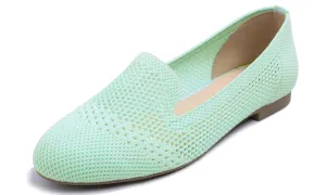 Feversole Women's Woven Fashion Breathable Knit Flat Shoes Mint Green Loafer