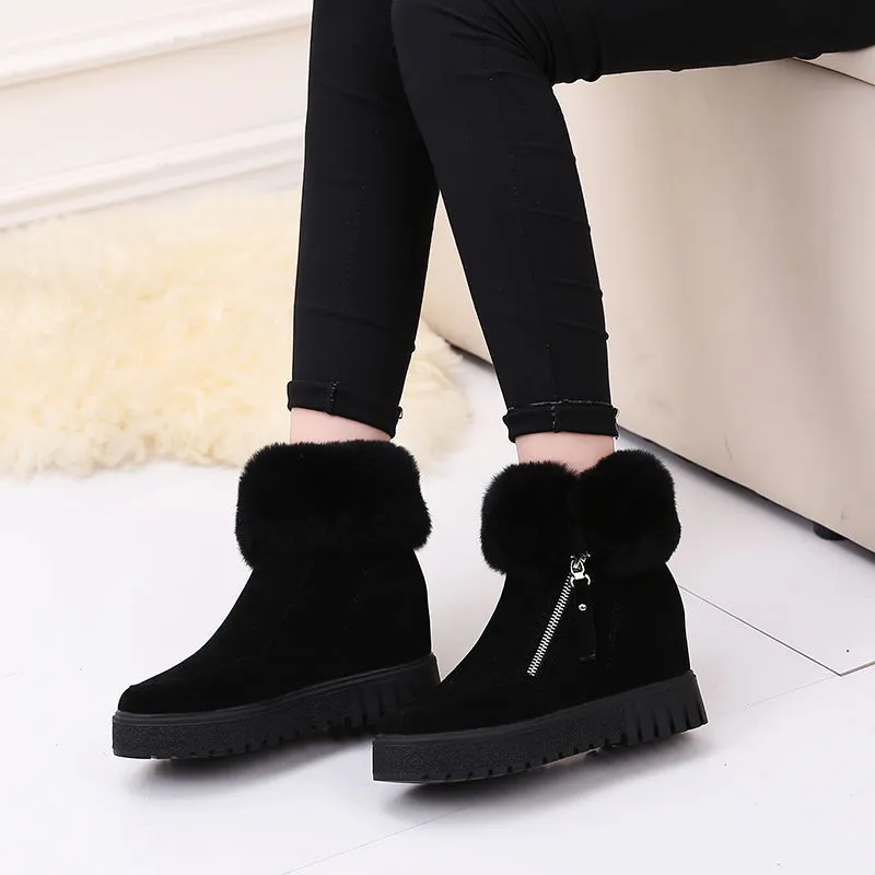 Inner Heightening Snow Boots Women Short Hairy Short Boots