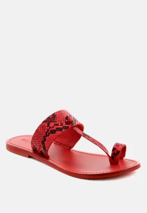 LEONA Snake Print Thong Flat Sandals