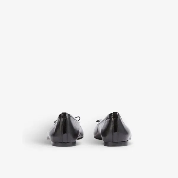 Lk Bennett leather Kara ballerinas with toe and bow, black