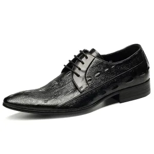 LuxeCroco Italian Leather Lace-Up Oxford Dress Shoes