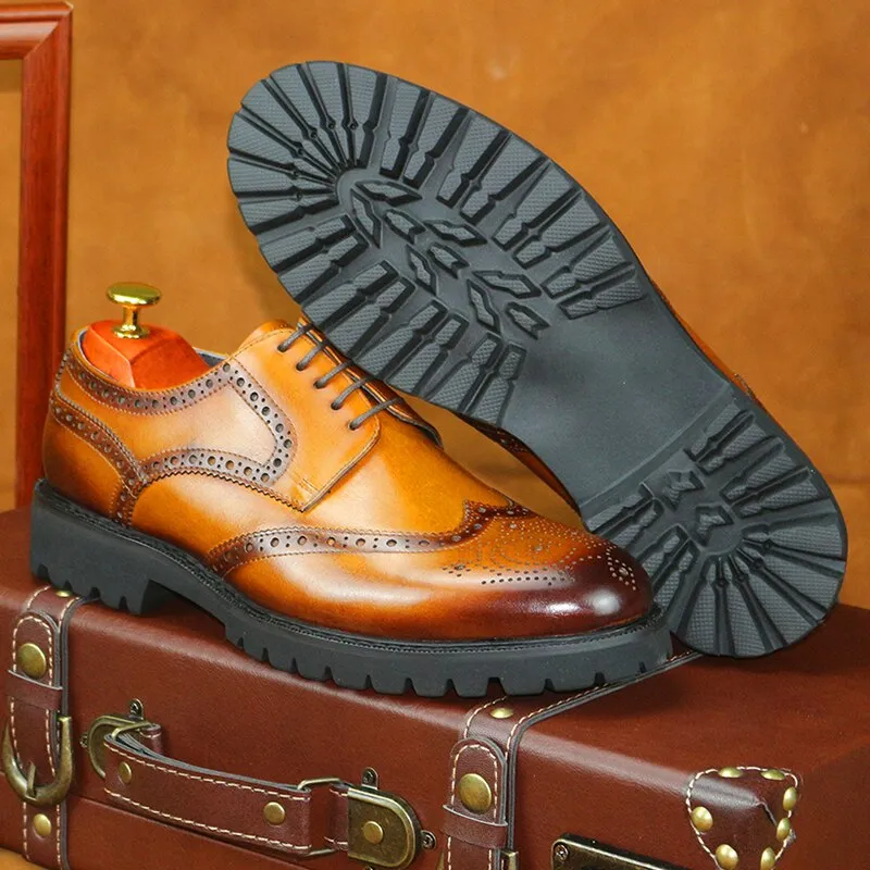 LuxePoint Exotic Lace-Up Leather Brogue Shoes