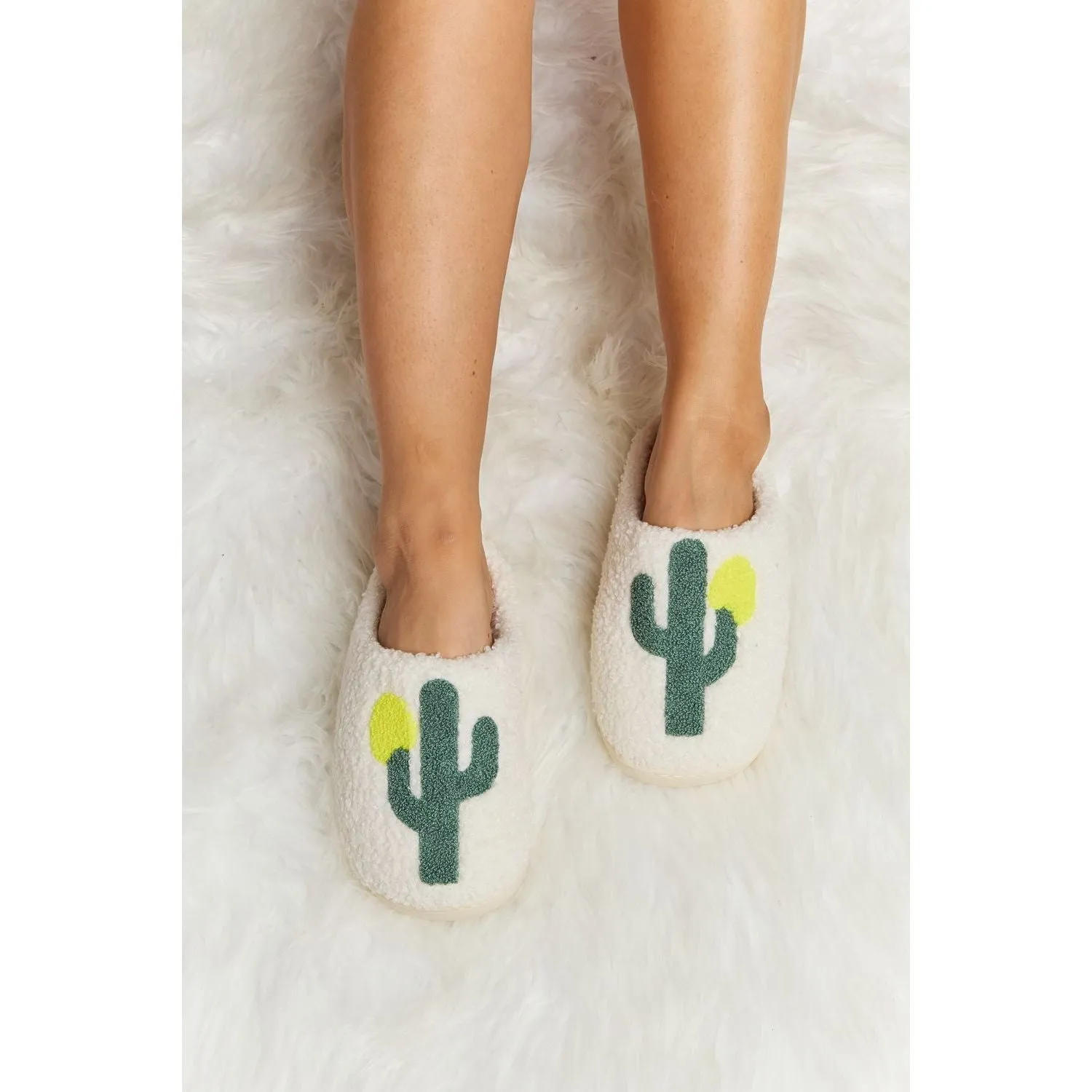 Melody Cactus Plush Slide Slippers