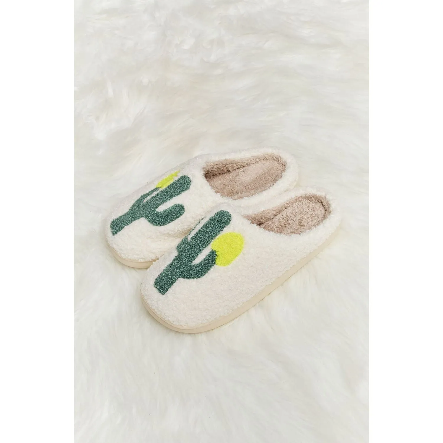 Melody Cactus Plush Slide Slippers