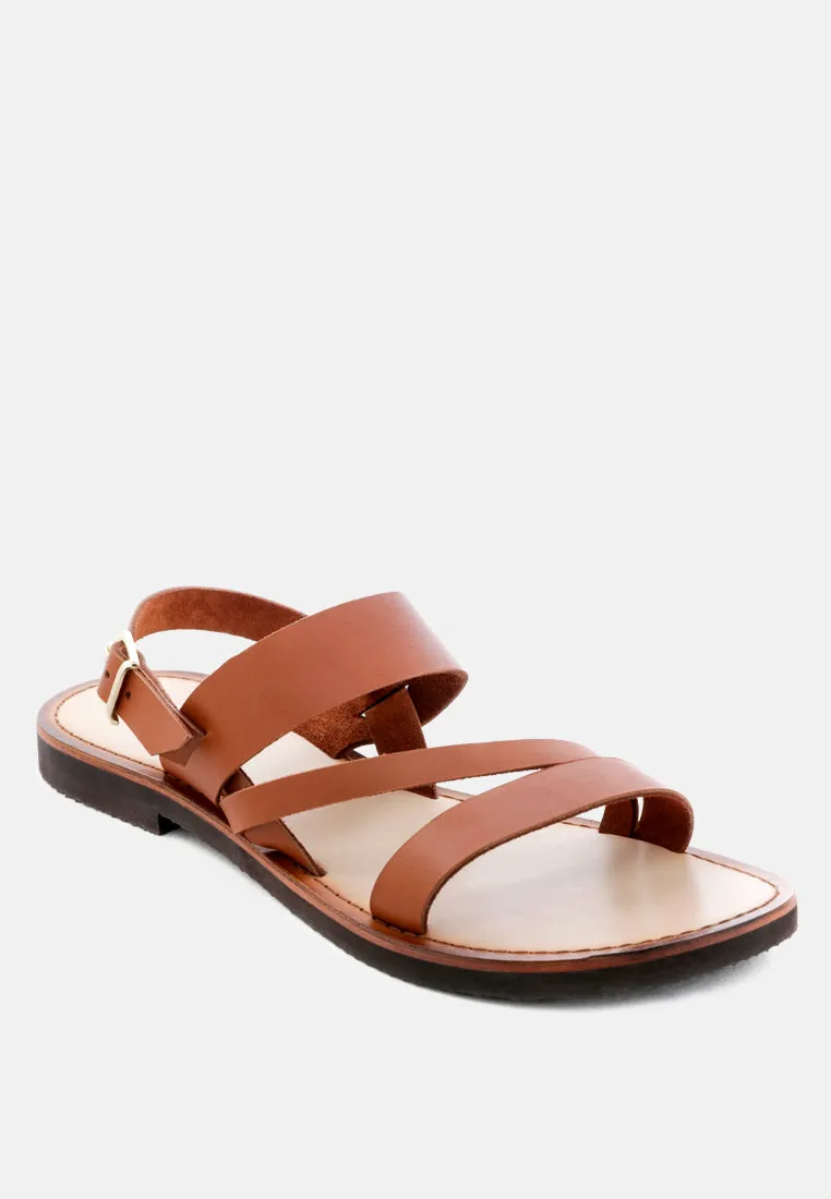 MONA Tan Flat Summer Sandals