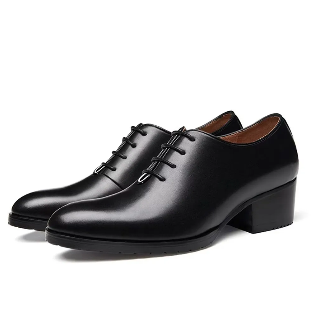 Refined Leather Pointed Toe Oxford Dress Shoes