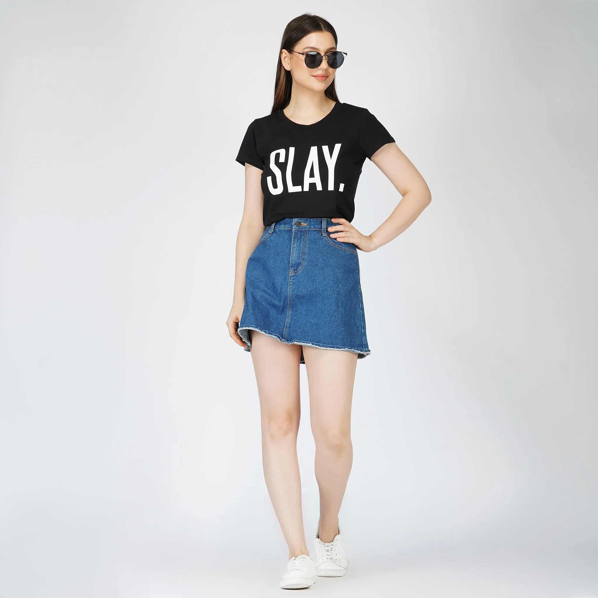 SLAY. Women's Black Printed T shirt