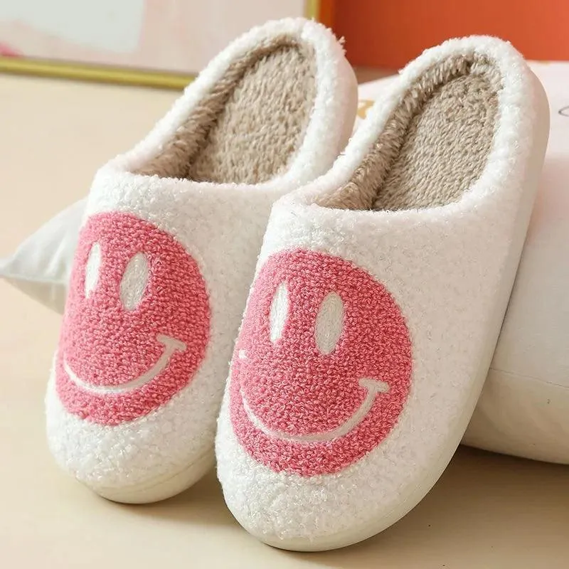 Smile Face  Faux Fur Slippers