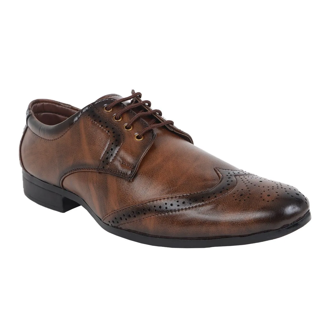 Somugi Brown Brogue Shoes for Men made by Artificial Leather