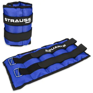 Strauss Adjustable Ankle/Wrist Weights 1.5 KG X 2 | Ideal for Walking, Running, Jogging, Cycling, Gym, Workout & Strength Training | Easy to Use on Ankle, Wrist, Leg, (Blue)