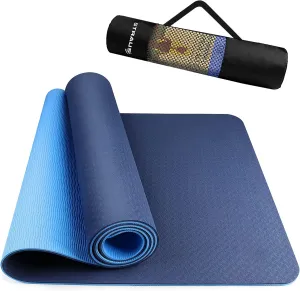 Strauss TPE Eco Friendly Dual Layer Yoga Mat, 6 mm (Blue)