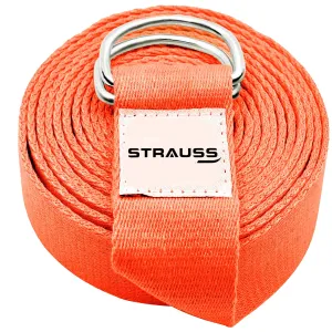 Strauss Yoga Strap & Stretching Belt | Ideal for Yoga, Pilates, Therapy, Dance, Gymnastics & Flexibility | 60% Thicker Belt with Extra Safe Adjustable Metal D-Ring Buckle | Eco-Friendly, 8 feet (Orange)