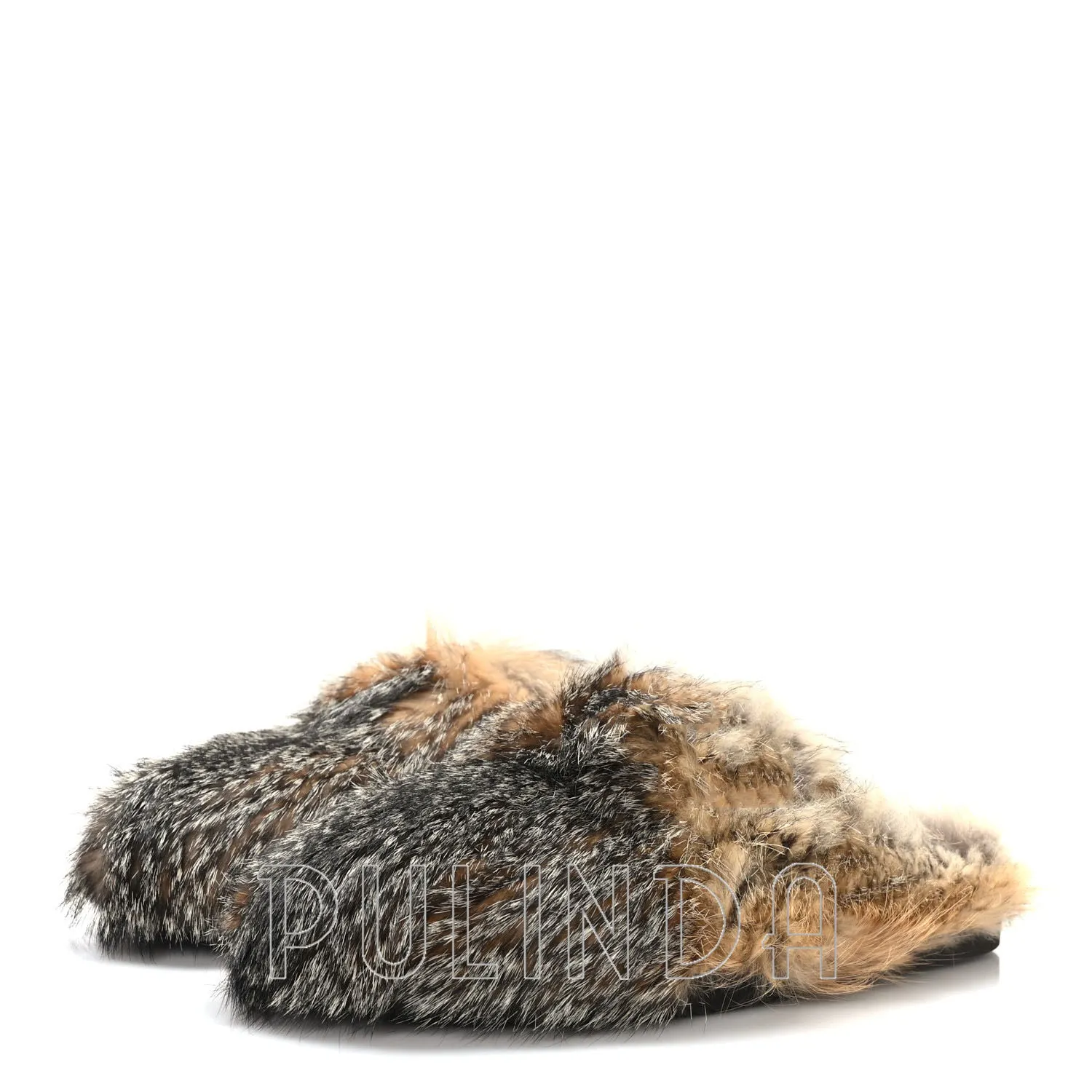 The most popular gray fox fur slippers in 24 years are men's and women's same style real fur slippers