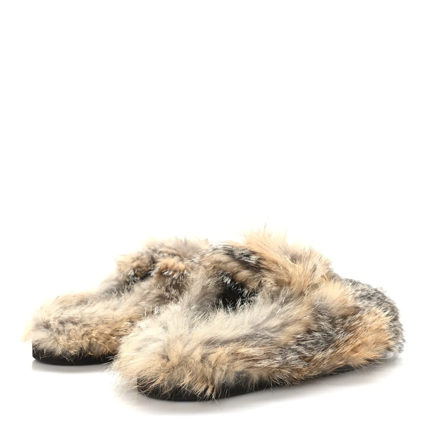 The most popular gray fox fur slippers in 24 years are men's and women's same style real fur slippers