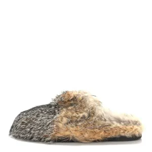 The most popular gray fox fur slippers in 24 years are men's and women's same style real fur slippers