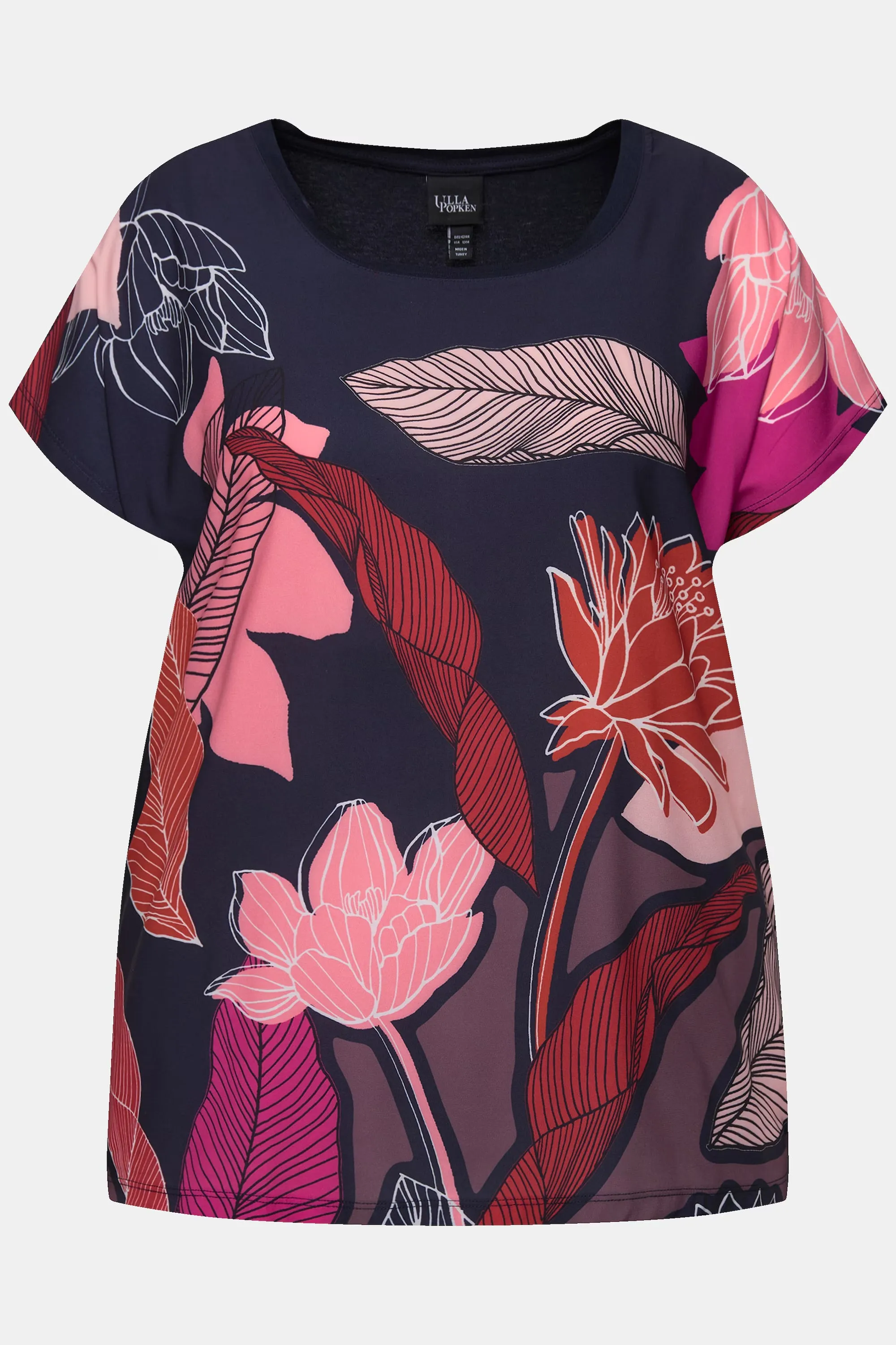 Ulla Popken Navy Floral T-Shirt