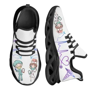 Unisex White Nursing Shoes Cute Cartoon Nurse Doctor Healthcare Brand Design Ladies Mesh Flats Sneakers