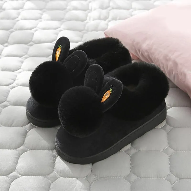 Women Rabbit Indoor Soft Faux Fur Plush Slippers