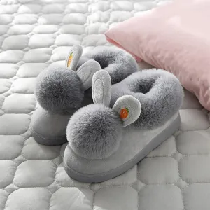 Women Rabbit Indoor Soft Faux Fur Plush Slippers