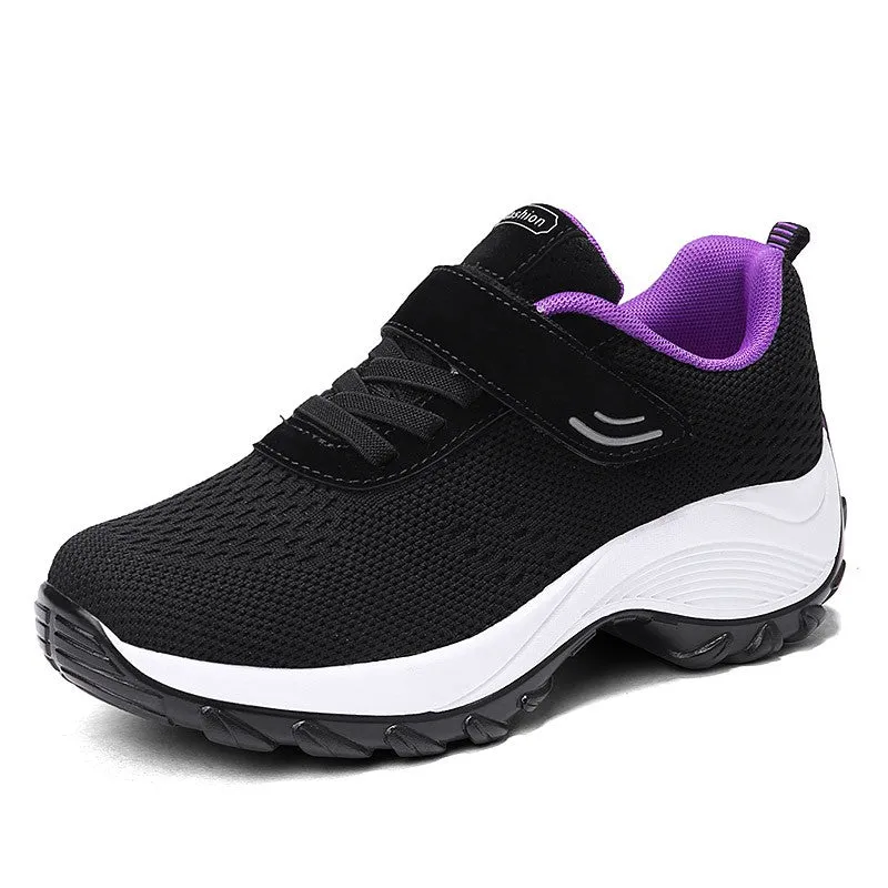 Women's Comfortable Woven Knit Sneakers  rubber