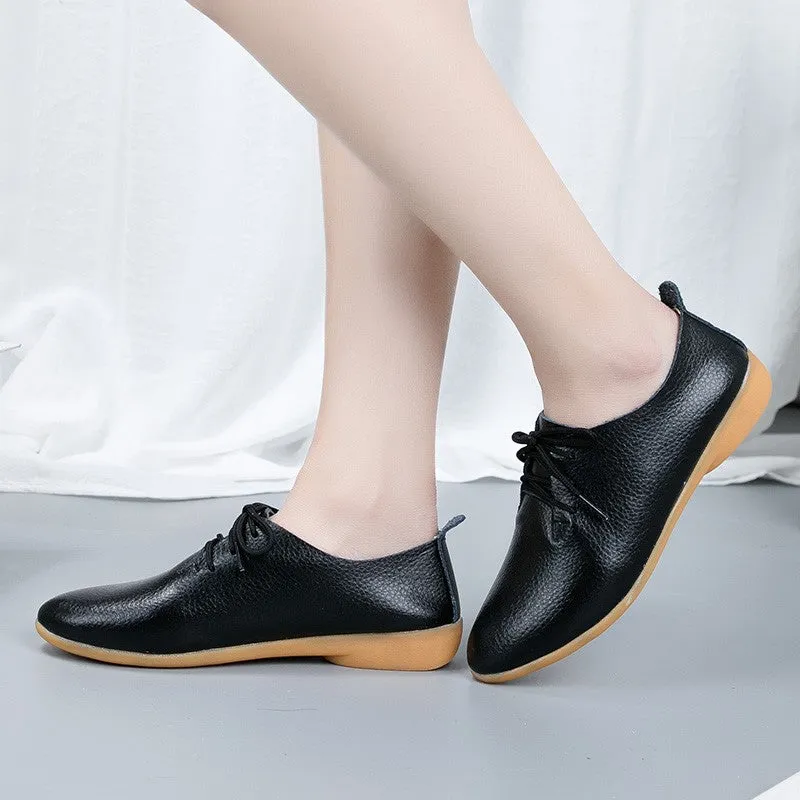 Women's popular leather pretty dressy flat loafers