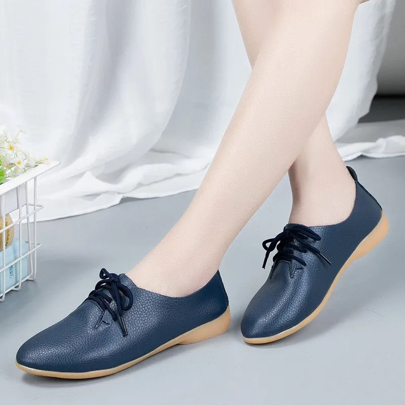 Women's popular leather pretty dressy flat loafers