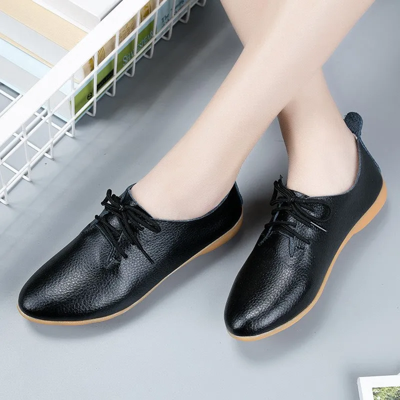 Women's popular leather pretty dressy flat loafers